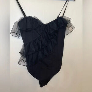 NEW Free People|| Ruffle Black Body Suit